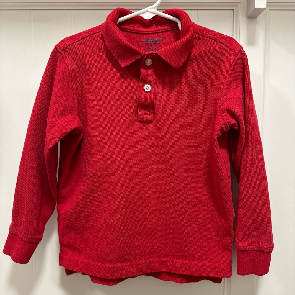 Lands End School Uniform Kids Long Sleeve Polo Shirt